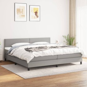 Box spring bed with light gray fabric mattress 160x200 cm by , Beds and slatted bases - Ref: Foro24-3139985, Price: 488,50 €,...