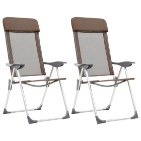 Folding camping chairs 2 units brown aluminum by vidaXL, camping furniture - Ref: Foro24-44310, Price: 109,25 €, Discount: %