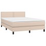 Box spring bed with cappuccino synthetic leather mattress 140x200cm by , Beds and slatted bases - Ref: Foro24-3141070, Price:...