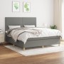 Cama box spring con colchón tela gris oscuro 160x200 cm de , Camas y somieres - Ref: Foro24-3142266, Precio: 537,48 €, Descue...