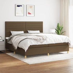 Cama box spring con colchón tela marrón oscuro 200x200 cm de , Camas y somieres - Ref: Foro24-3142444, Precio: 668,40 €, Desc...