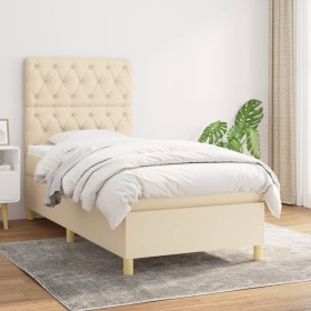 Cama box spring con colchón tela color crema 80x200 cm de , Camas y somieres - Ref: Foro24-3142534, Precio: 335,10 €, Descuen...