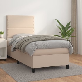 Cama box spring con colchón cuero sintético capuchino 80x200 cm de , Camas y somieres - Ref: Foro24-3142754, Precio: 340,54 €...