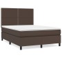 Cama box spring con colchón cuero sintético marrón 140x190 cm de , Camas y somieres - Ref: Foro24-3142782, Precio: 553,56 €, ...