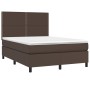 Cama box spring con colchón cuero sintético marrón 140x190 cm de , Camas y somieres - Ref: Foro24-3142782, Precio: 550,99 €, ...