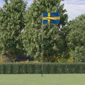 Aluminiumflagge und Mast von Schweden 5,55 m von , Fahnen und Windsäcke - Ref: Foro24-3147142, Preis: 59,98 €, Rabatt: %