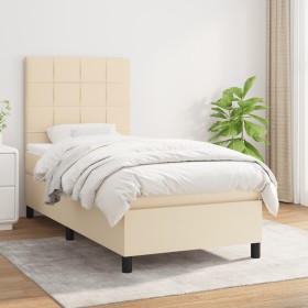 Cama box spring con colchón tela color crema 80x200 cm de , Camas y somieres - Ref: Foro24-3141734, Precio: 299,16 €, Descuen...