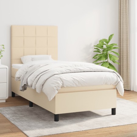 Cama box spring con colchón tela color crema 80x200 cm de , Camas y somieres - Ref: Foro24-3141734, Precio: 293,55 €, Descuen...