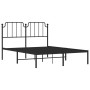 Bed frame with black metal headboard 135x190 cm by , Beds and slatted bases - Ref: Foro24-373886, Price: 91,13 €, Discount: %