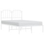 Metal bed frame with white headboard 120x200 cm by , Beds and slatted bases - Ref: Foro24-373934, Price: 88,99 €, Discount: %