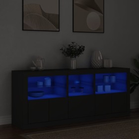 Sideboard with LED lights black 162x37x67 cm by , Sideboards - Ref: Foro24-3208996, Price: 186,98 €, Discount: %