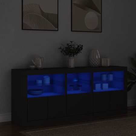 Aparador con luces LED negro 162x37x67 cm de , Aparadores - Ref: Foro24-3208996, Precio: 186,98 €, Descuento: %