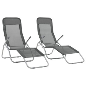 Folding sun loungers 2 units anthracite gray textilene by vidaXL, Loungers - Ref: Foro24-44340, Price: 105,34 €, Discount: %