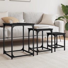 Stackable coffee tables 3 pieces black engineered wood by , Coffee table - Ref: Foro24-838923, Price: 39,99 €, Discount: %