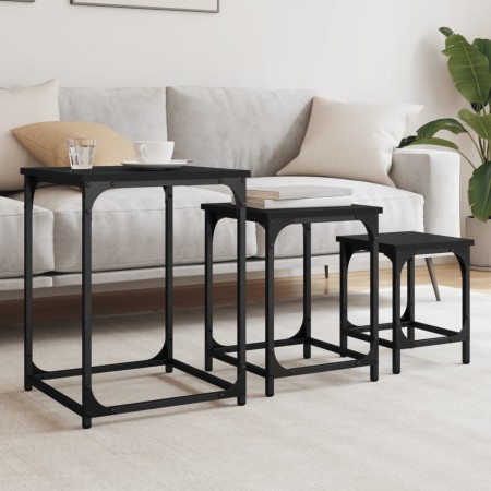 Stackable coffee tables 3 pieces black engineered wood by , Coffee table - Ref: Foro24-838923, Price: 39,52 €, Discount: %