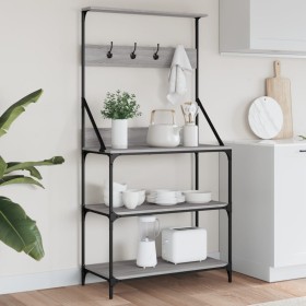 Kitchen shelving with hooks Sonoma gray engineered wood by , Kitchen utensil containers - Ref: Foro24-838961, Price: 75,99 €,...