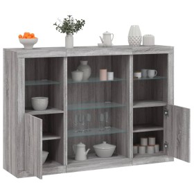 Sideboard with LED Light 3 Pieces Sonoma Gray Engineered Wood by , Sideboards - Ref: Foro24-3209133, Price: 202,99 €, Discoun...