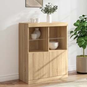 Sideboard with LED lights Sonoma oak 81x37x100 cm by , Sideboards - Ref: Foro24-836674, Price: 123,20 €, Discount: %