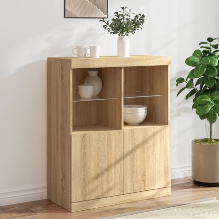 Sideboard with LED lights Sonoma oak 81x37x100 cm by , Sideboards - Ref: Foro24-836674, Price: 123,03 €, Discount: %