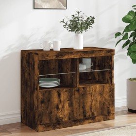 Sideboard with LED lights smoked oak 81x37x67 cm by , Sideboards - Ref: Foro24-836662, Price: 81,76 €, Discount: %