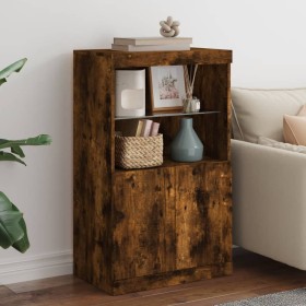 Sideboard with LED lights smoked oak 60.5x37x100 cm by , Sideboards - Ref: Foro24-836669, Price: 85,99 €, Discount: %