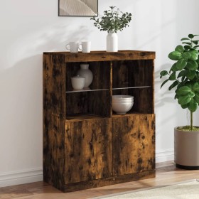 Sideboard with LED lights smoked oak 81x37x100 cm by , Sideboards - Ref: Foro24-836676, Price: 114,99 €, Discount: %