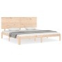 Double bed frame with solid wood headboard by , Beds and slatted bases - Ref: Foro24-3193676, Price: 175,99 €, Discount: %