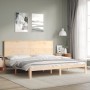 Double bed frame with solid wood headboard by , Beds and slatted bases - Ref: Foro24-3193676, Price: 175,99 €, Discount: %