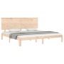 Double bed frame with solid wood headboard by , Beds and slatted bases - Ref: Foro24-3193676, Price: 175,99 €, Discount: %