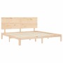 Double bed frame with solid wood headboard by , Beds and slatted bases - Ref: Foro24-3193676, Price: 175,99 €, Discount: %