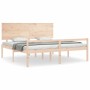 Cama de matrimonio para personas mayores cabecero madera maciza de , Camas y somieres - Ref: Foro24-3195496, Precio: 185,41 €...