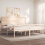 Double bed for seniors solid wood headboard by , Beds and slatted bases - Ref: Foro24-3195496, Price: 185,41 €, Discount: %