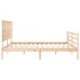 Double bed frame with solid wood headboard by , Beds and slatted bases - Ref: Foro24-3195236, Price: 169,74 €, Discount: %