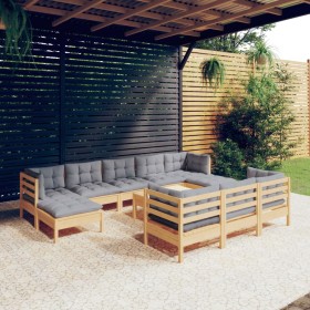 Garden furniture set 11 pieces and cushions solid pine wood by , Garden sets - Ref: Foro24-3097144, Price: 800,99 €, Discount: %