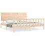 Double bed frame with solid wood headboard by , Beds and slatted bases - Ref: Foro24-3193416, Price: 167,99 €, Discount: %