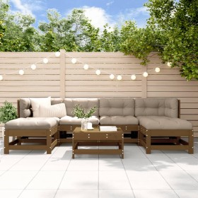 Garden furniture set 7 pieces solid honey brown pine wood by , Garden sets - Ref: Foro24-3186364, Price: 420,99 €, Discount: %