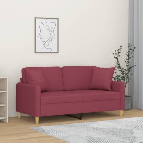 2-Sitzer-Sofa mit roten Stoffkissen 140 cm von , Sofas - Ref: Foro24-3200915, Preis: 212,99 €, Rabatt: %