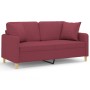 Sofá de 2 plazas con cojines tela rojo tinto 140 cm de , Sofás - Ref: Foro24-3200915, Precio: 212,81 €, Descuento: %