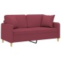 Sofá de 2 plazas con cojines tela rojo tinto 140 cm de , Sofás - Ref: Foro24-3200915, Precio: 212,81 €, Descuento: %