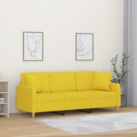 Sofá de 3 plazas con cojines tela amarillo claro 180 cm de , Sofás - Ref: Foro24-3200922, Precio: 277,99 €, Descuento: %