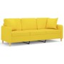 Sofá de 3 plazas con cojines tela amarillo claro 180 cm de , Sofás - Ref: Foro24-3200922, Precio: 278,81 €, Descuento: %