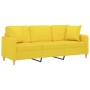 Sofá de 3 plazas con cojines tela amarillo claro 180 cm de , Sofás - Ref: Foro24-3200922, Precio: 278,81 €, Descuento: %