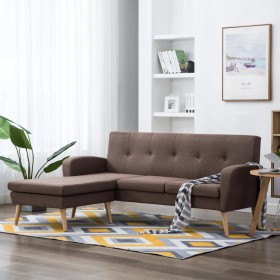 L-shaped sofa upholstered in brown fabric 186x136x79 cm by vidaXL, Sofas - Ref: Foro24-246997, Price: 373,99 €, Discount: %