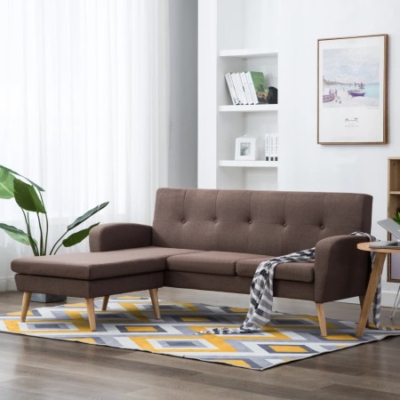 L-shaped sofa upholstered in brown fabric 186x136x79 cm by vidaXL, Sofas - Ref: Foro24-246997, Price: 373,01 €, Discount: %