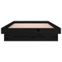 Bed frame with LED black solid wood 90x190 cm by , Beds and slatted bases - Ref: Foro24-820006, Price: 160,99 €, Discount: %