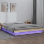 Estructura de cama con LED madera maciza King Size 150x200 cm de , Camas y somieres - Ref: Foro24-819977, Precio: 160,63 €, D...