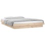 Estructura de cama con LED madera maciza gris 135x190 cm de , Camas y somieres - Ref: Foro24-820012, Precio: 141,76 €, Descue...