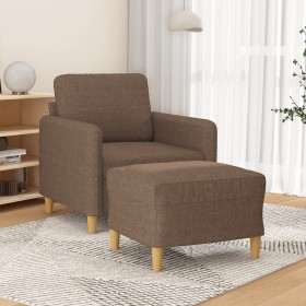 Brown fabric armchair with stool 60 cm by , Sofas - Ref: Foro24-3201187, Price: 212,63 €, Discount: %