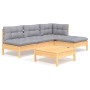 5-piece garden furniture set and gray pine wood cushions by , Garden sets - Ref: Foro24-3096303, Price: 366,98 €, Discount: %