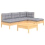 5-piece garden furniture set and gray pine wood cushions by , Garden sets - Ref: Foro24-3096303, Price: 366,98 €, Discount: %